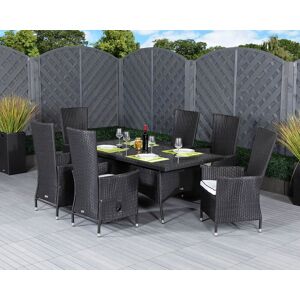 Rectangular Rattan Garden Dining Table Set & 6 Chairs in Black & White - Cambridge - Rattan Direct Rectangular Rattan Garden Dining Table Set & 6 Chairs in Black & White - Cambridge - Rattan Direct