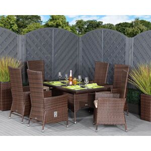 6 Seat Rattan Garden Dining Set With Small Rectangular Dining Table in Brown - Cambridge - Rattan Direct 6 Seat Rattan Garden Dining Set With Small Rectangular Dining Table in Brown - Cambridge - Rattan Direct