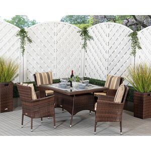 4 Seat Rattan Garden Dining Set With Square Dining Table in Brown - Cambridge - Rattan Direct 4 Seat Rattan Garden Dining Set With Square Dining Table in Brown - Cambridge - Rattan Direct