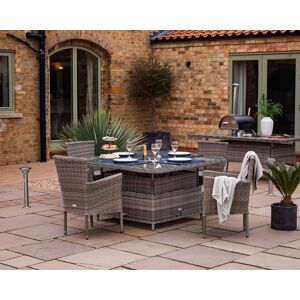 4 Seat Rattan Garden Dining Set With Square Table in Grey With Ice Bucket - Cambridge - Rattan Direct 4 Seat Rattan Garden Dining Set With Square Table in Grey With Ice Bucket - Cambridge - Rattan Direct