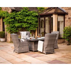 4 Reclining Rattan Garden Chairs & Square Ice Bucket Dining Table in Grey - Fiji - Rattan Direct 4 Reclining Rattan Garden Chairs & Square Ice Bucket Dining Table in Grey - Fiji - Rattan Direct