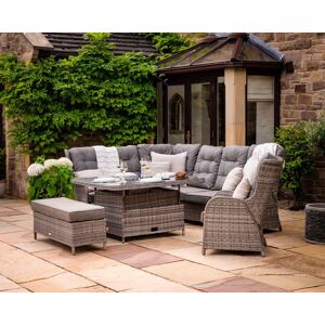 Reclining Rattan Corner Sofa Set with Square Ice Bucket Dining Table in Grey - Fiji - Rattan Direct Reclining Rattan Corner Sofa Set with Square Ice Bucket Dining Table in Grey - Fiji - Rattan Direct