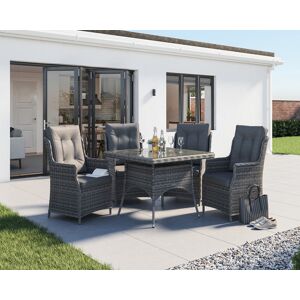 4 Rattan Garden Dining Chairs & Square Dining Table in Grey - Riviera - Rattan Direct 4 Rattan Garden Dining Chairs & Square Dining Table in Grey - Riviera - Rattan Direct