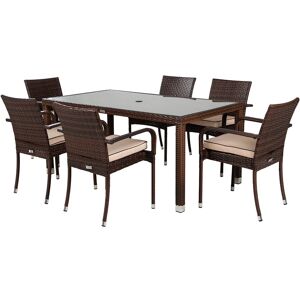 Roma 6 Rattan Garden Chairs & Open Leg Rectangular Dining Table Set in Brown - Roma - Rattan Direct Roma 6 Rattan Garden Chairs & Open Leg Rectangular Dining Table Set in Brown - Roma - Rattan Direct