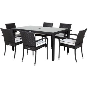 Roma 6 Rattan Garden Chairs & Open Leg Rectangular Table Set in Black & White - Roma - Rattan Direct Roma 6 Rattan Garden Chairs & Open Leg Rectangular Table Set in Black & White - Roma - Rattan Direct