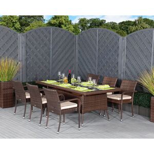 6 Seat Rattan Garden Dining Set With Rectangular Dining Table in Brown - Roma - Rattan Direct 6 Seat Rattan Garden Dining Set With Rectangular Dining Table in Brown - Roma - Rattan Direct