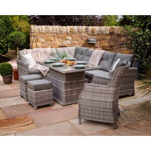 Rattan Garden Corner Dining Set with Dining Chair in Grey - with Height Adjustable Table - Sorrento - Rattan Direct Rattan Garden Corner Dining Set with Dining Chair in Grey - with Height Adjustable Table - Sorrento - Rattan Direct