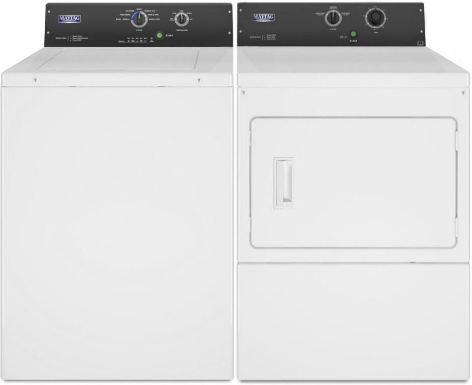 Maytag MAT23MNAGW MDE20MNTGW 10.5kg American Commercial Washer & Dryer Pack - WHITE