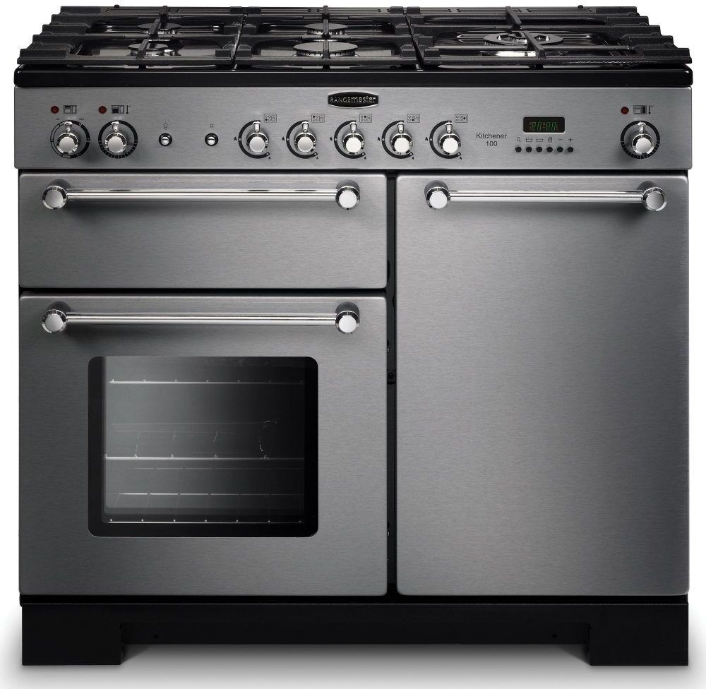 Rangemaster KCH100DFFSS/C Kitchener 100cm Dual Fuel Range Cooker 98780 - STAINLESS STEEL