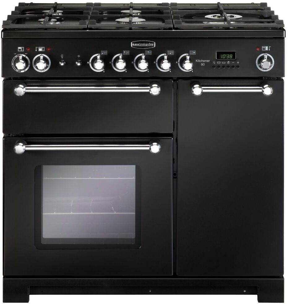 Rangemaster KCH90DFFBL/C Kitchener 90cm Dual Fuel Range Cooker 81420 - BLACK