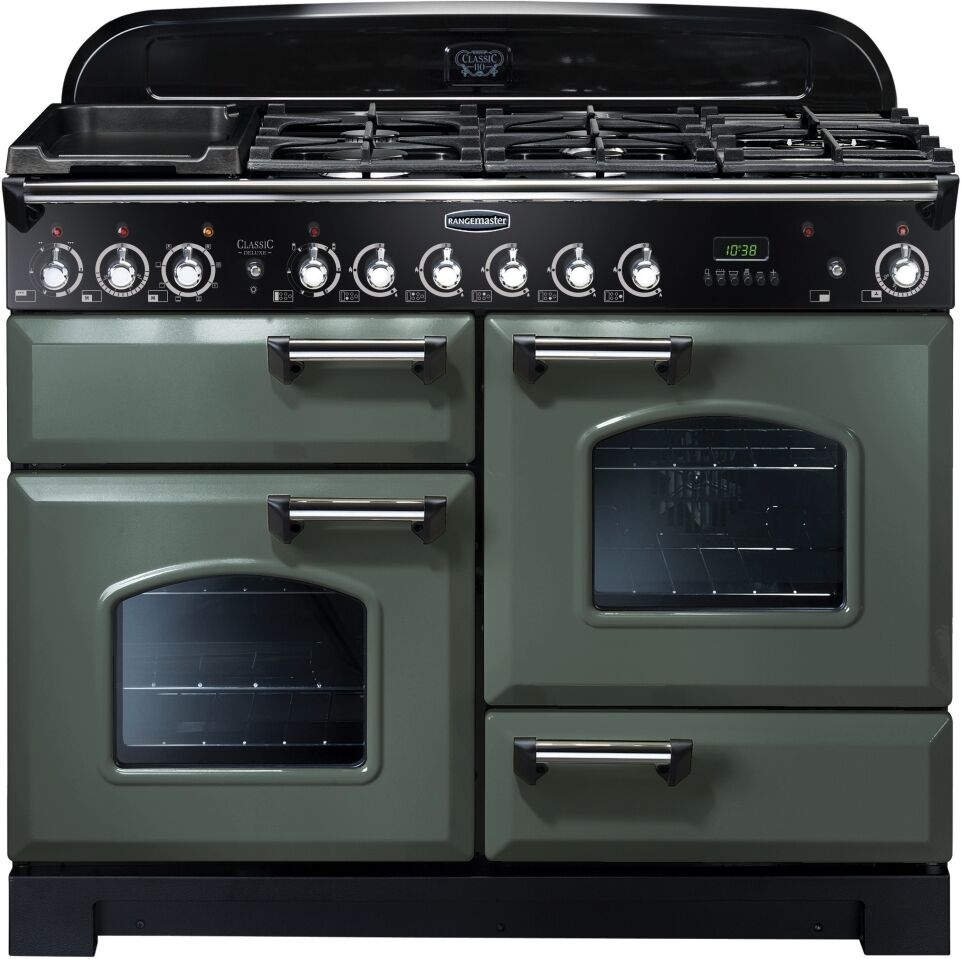 Rangemaster CDL110DFFMG/C Classic Deluxe 110cm Dual Fuel Range Cooker 127250 - MINERAL GREEN