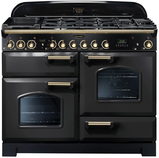 Rangemaster CDL110DFFCB/B Classic Deluxe 110cm Dual Fuel Range Cooker 129600 - CHARCOAL BLACK