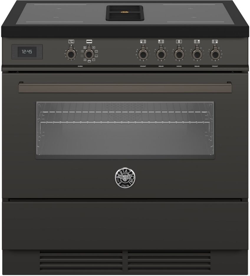 Bertazzoni PROCH94I1ECAT 90cm Professional Air-Tec Induction Range Cooker With Integrated Extraction - CARBONIO