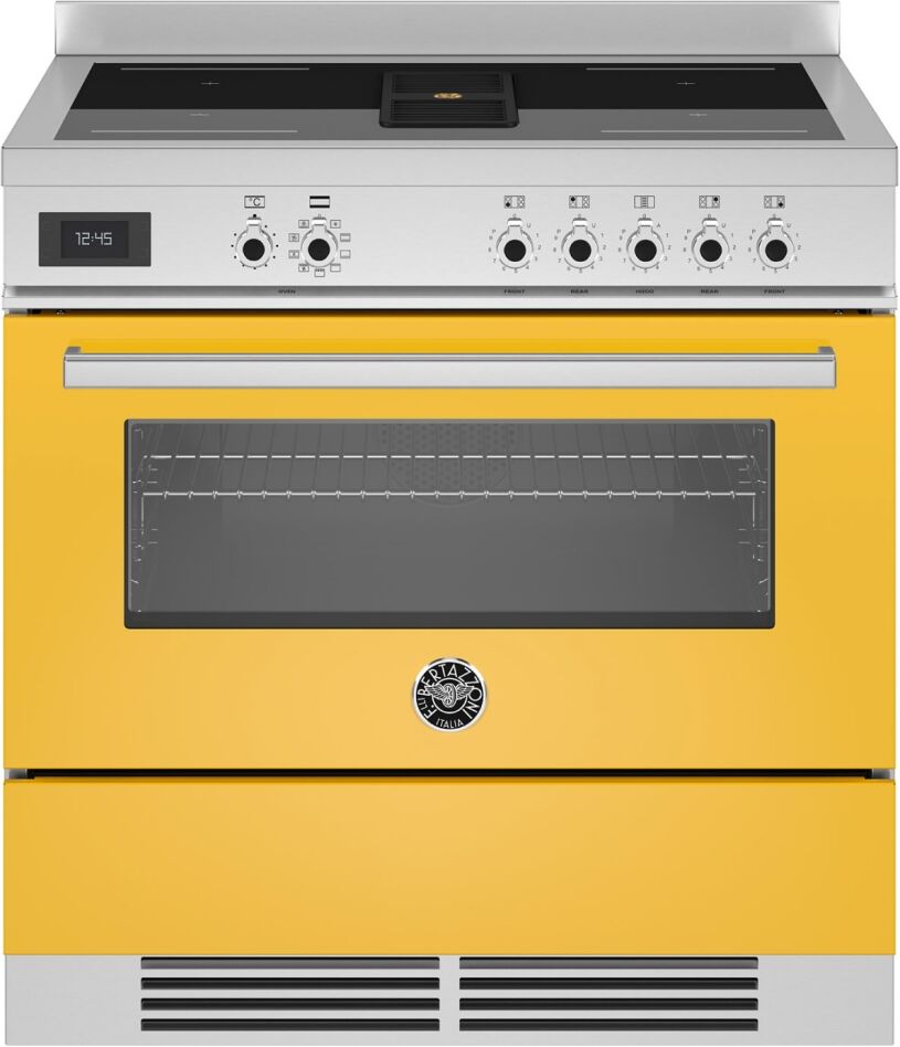 Bertazzoni PROCH94I1EGIT 90cm Professional Air-Tec Induction Range Cooker With Integrated Extraction - YELLOW