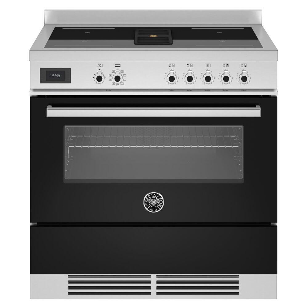 Bertazzoni PROCH94I1ENET 90cm Professional Air-Tec Induction Range Cooker With Integrated Extraction - BLACK