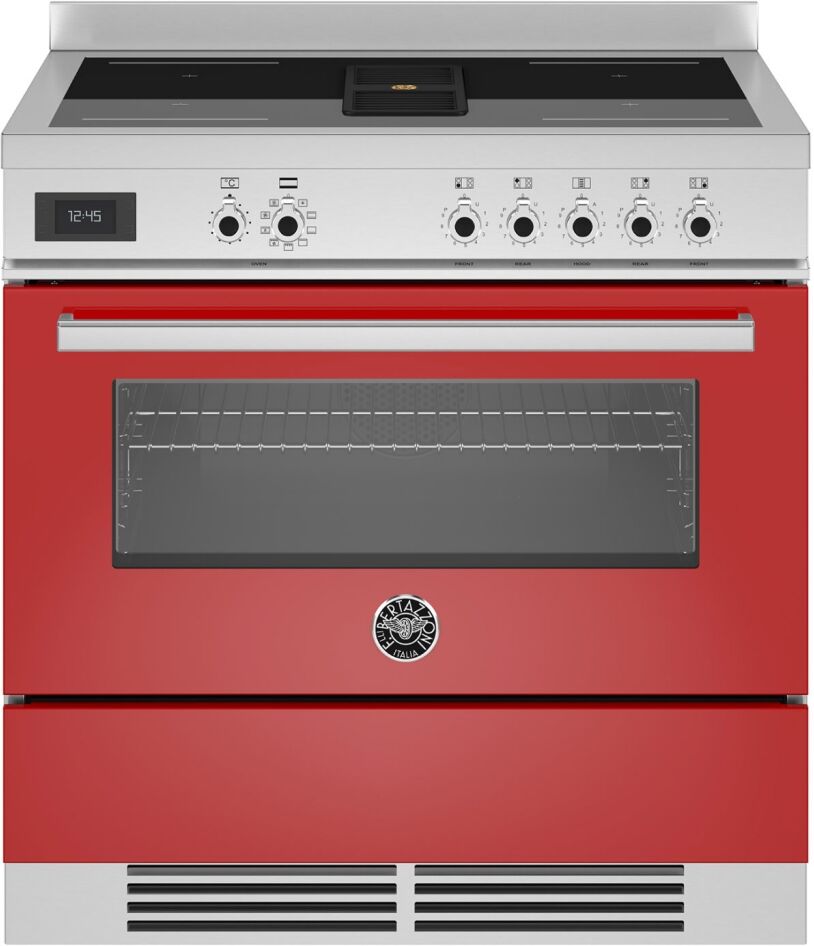 Bertazzoni PROCH94I1EROT 90cm Professional Air-Tec Induction Range Cooker With Integrated Extraction - RED