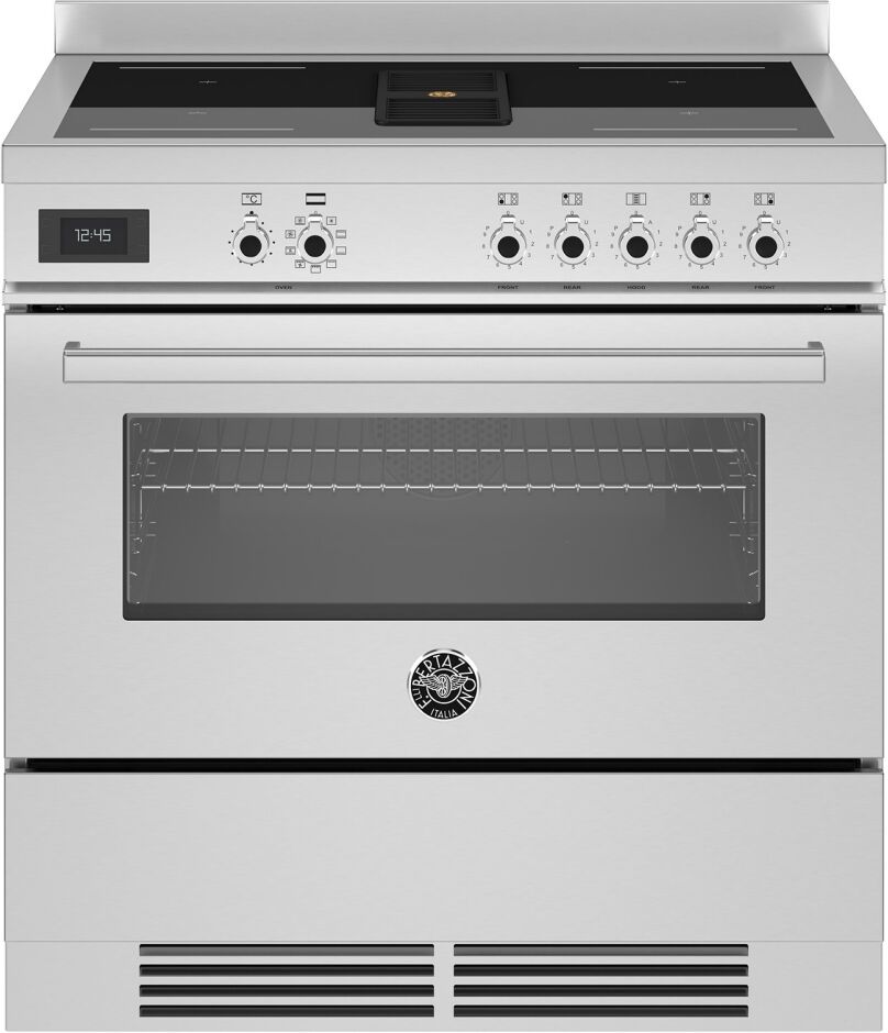 Bertazzoni PROCH94I1EXT 90cm Professional Air-Tec Induction Range Cooker With Integrated Extraction - STAINLESS STEEL