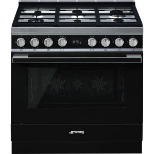 Smeg CPF9GPBL 90cm Portofino Pyrolytic Dual Fuel Range Cooker - BLACK