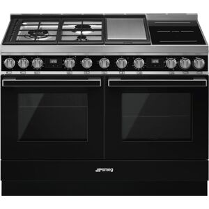 Smeg CPF120IGMPBL 120cm Portofino Pyrolytic Dual Fuel Range Cooker - BLACK