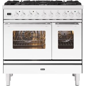 Ilve PD096WE3WH 90cm Roma Dual Fuel Twin Oven Range Cooker - WHITE