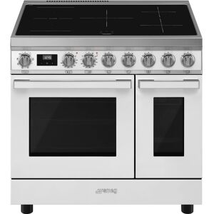 Smeg CPF92IMWH 90cm Portofino Induction Twin Oven Range Cooker - WHITE