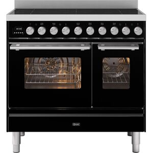 Ilve PDI096WE3BK 90cm Roma Induction Twin Oven Range Cooker - BLACK