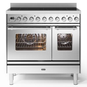 Ilve PDI096WE3SS 90cm Roma Induction Twin Oven Range Cooker - STAINLESS STEEL