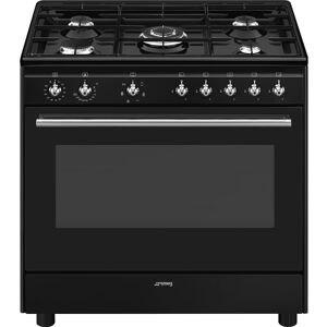 Smeg CX91GMBL 90cm Classic Single Cavity Dual Fuel Range Cooker - BLACK