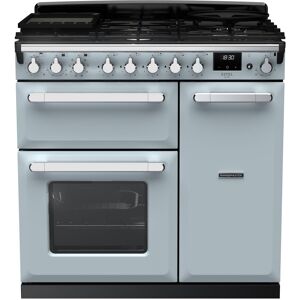 Rangemaster ESDL90DFPMSB/CM1 Estel Deluxe 90cm Dual Fuel Range Cooker With Chrome Trim 14981 - MISTY BLUE Rangemaster ESDL90DFPMSB/CM1 Estel Deluxe 90cm Dual Fuel Range Cooker With Chrome Trim 14981 - MISTY BLUE
