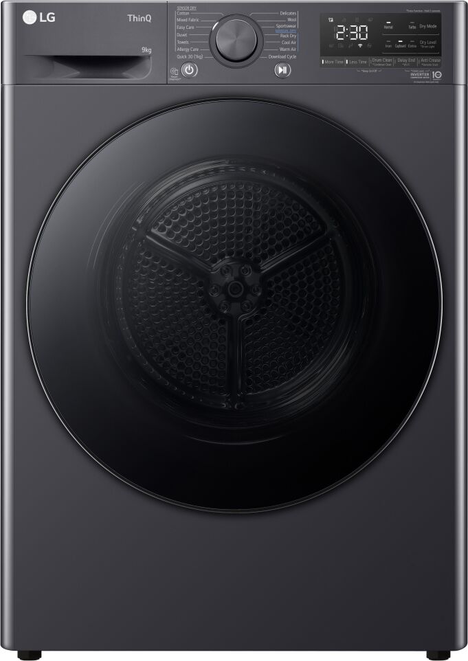 LG FDV709GN 9kg Eco Hybrid Heat Pump Condenser Tumble Dryer - SLATE GREY