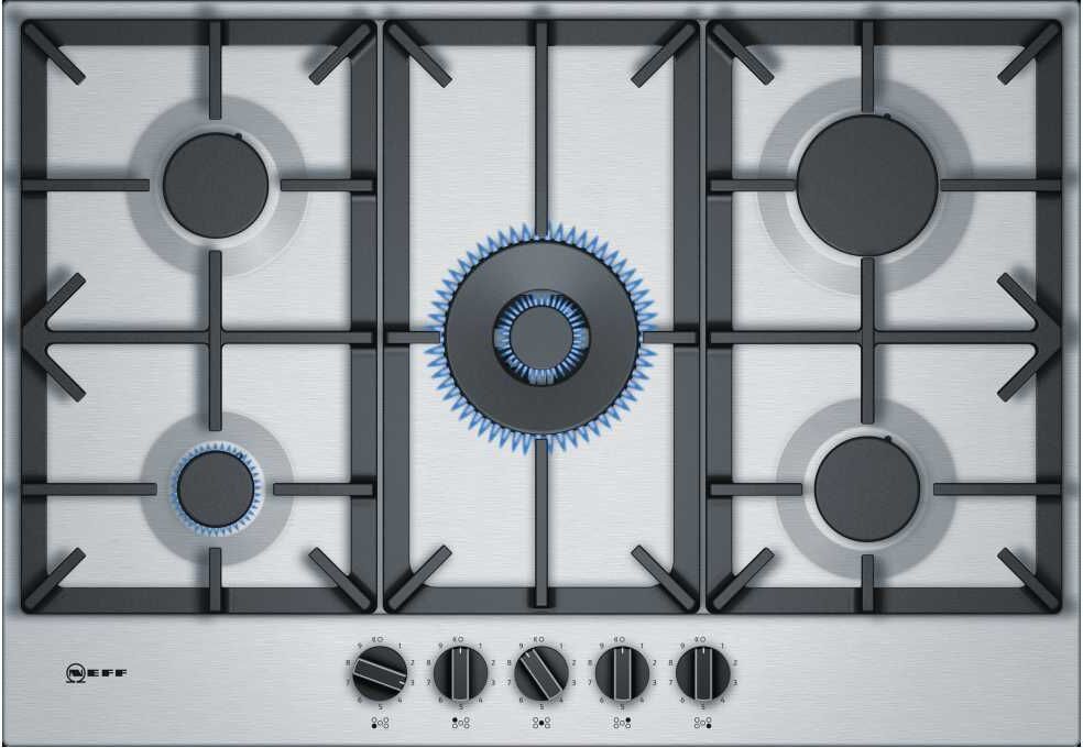 Neff T27DS59N0 75cm 5 Burner FlameSelect Gas Hob - STAINLESS STEEL