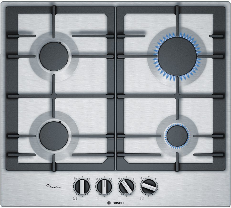 Bosch PCP6A5B90 Series 6 60cm 4 Burner FlameSelect Gas Hob - STAINLESS STEEL