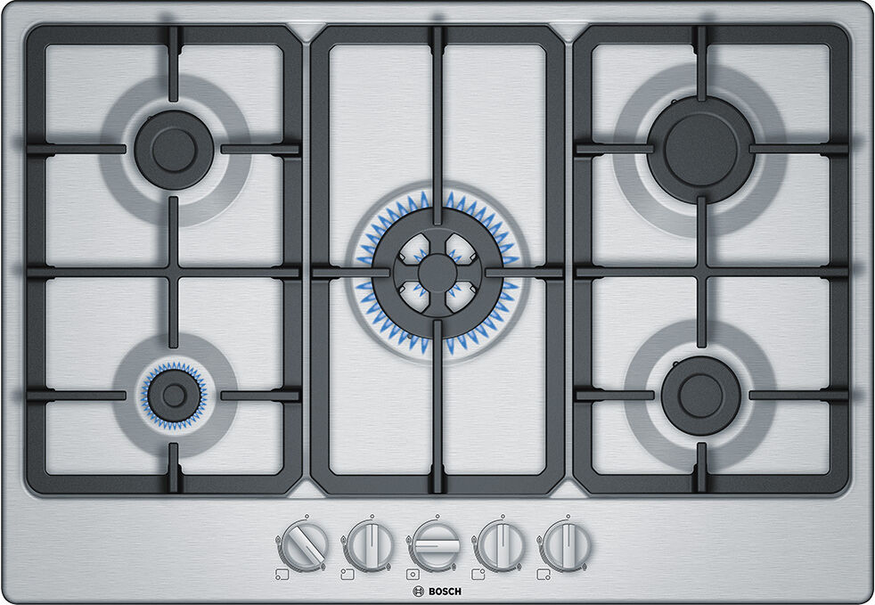 Bosch PGQ7B5B90 Series 4 75cm 5 Burner Gas Hob - STAINLESS STEEL