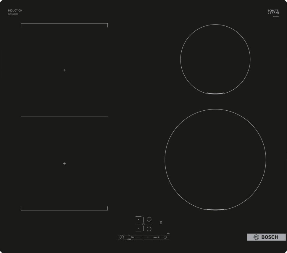 Bosch PWP611BB5B Series 4 60cm Frameless CombiZone Induction Hob 13A - BLACK