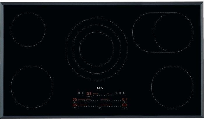 AEG HRE95770FB 91cm 5 Zone Hob2Hood Bevelled Ceramic Hob - BLACK