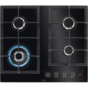 AEG HKB64450NB 59cm 4 Burner Hob2Hood FlameLight Gas On Glass Hob - BLACK