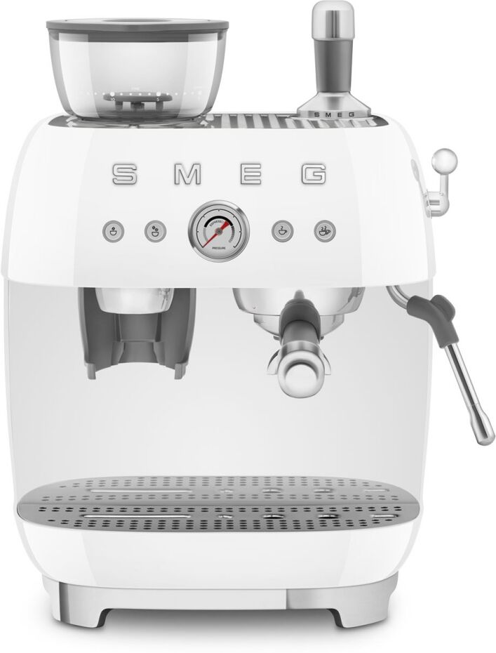 Smeg EGF03WHUK Freestanding Retro Espresso Coffee Machine With Grinder - WHITE