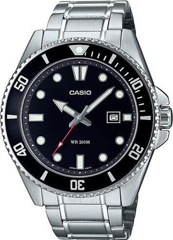 Casio Mens Stainless Steel Black Dial Diver Watch
