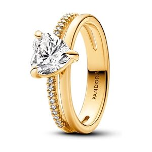 Pandora Gold Double Band Heart Ring - 50 Ring