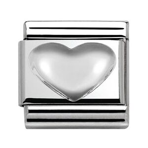 Nomination Silver Raised Heart Charm - Stainless Steel Nomination Silver Raised Heart Charm - Stainless Steel