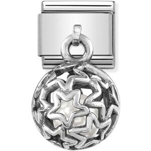 Nomination Silver Stars + White Pearl Hanging Cage Charm Nomination Silver Stars + White Pearl Hanging Cage Charm