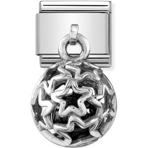 Nomination Silver Stars + Black Agate Hanging Cage Charm Nomination Silver Stars + Black Agate Hanging Cage Charm