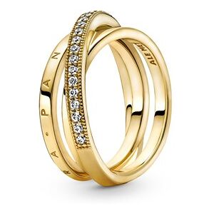 Pandora Gold Crossover Pave Triple Band Ring - 54 Pandora Gold Crossover Pave Triple Band Ring - 54