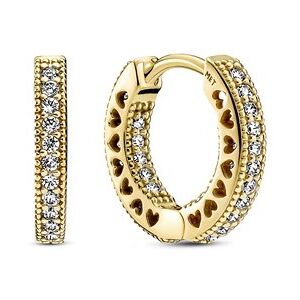 Pandora Gold Pave Heart Hoop Earrings Pandora Gold Pave Heart Hoop Earrings