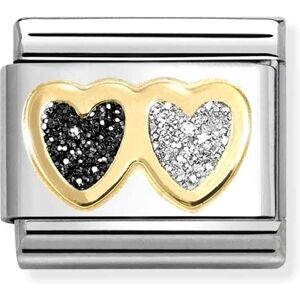 Nomination Double Heart Black And Silver Charm Nomination Double Heart Black And Silver Charm