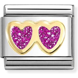 Nomination Fuchsia Double Glitter Heart Charm Nomination Fuchsia Double Glitter Heart Charm