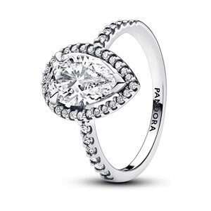 Pandora Silver Sparkling Pear Halo Ring - 48 Ring Pandora Silver Sparkling Pear Halo Ring - 48 Ring