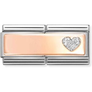 Nomination Double Rose Gold Glitter Heart Charm Nomination Double Rose Gold Glitter Heart Charm