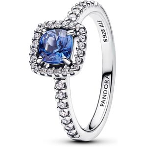 Pandora Silver Sparkling Square Blue Halo Ring - 56 Pandora Silver Sparkling Square Blue Halo Ring - 56