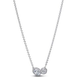 Pandora Silver Halo White Crystal Oval Collier Necklace Pandora Silver Halo White Crystal Oval Collier Necklace